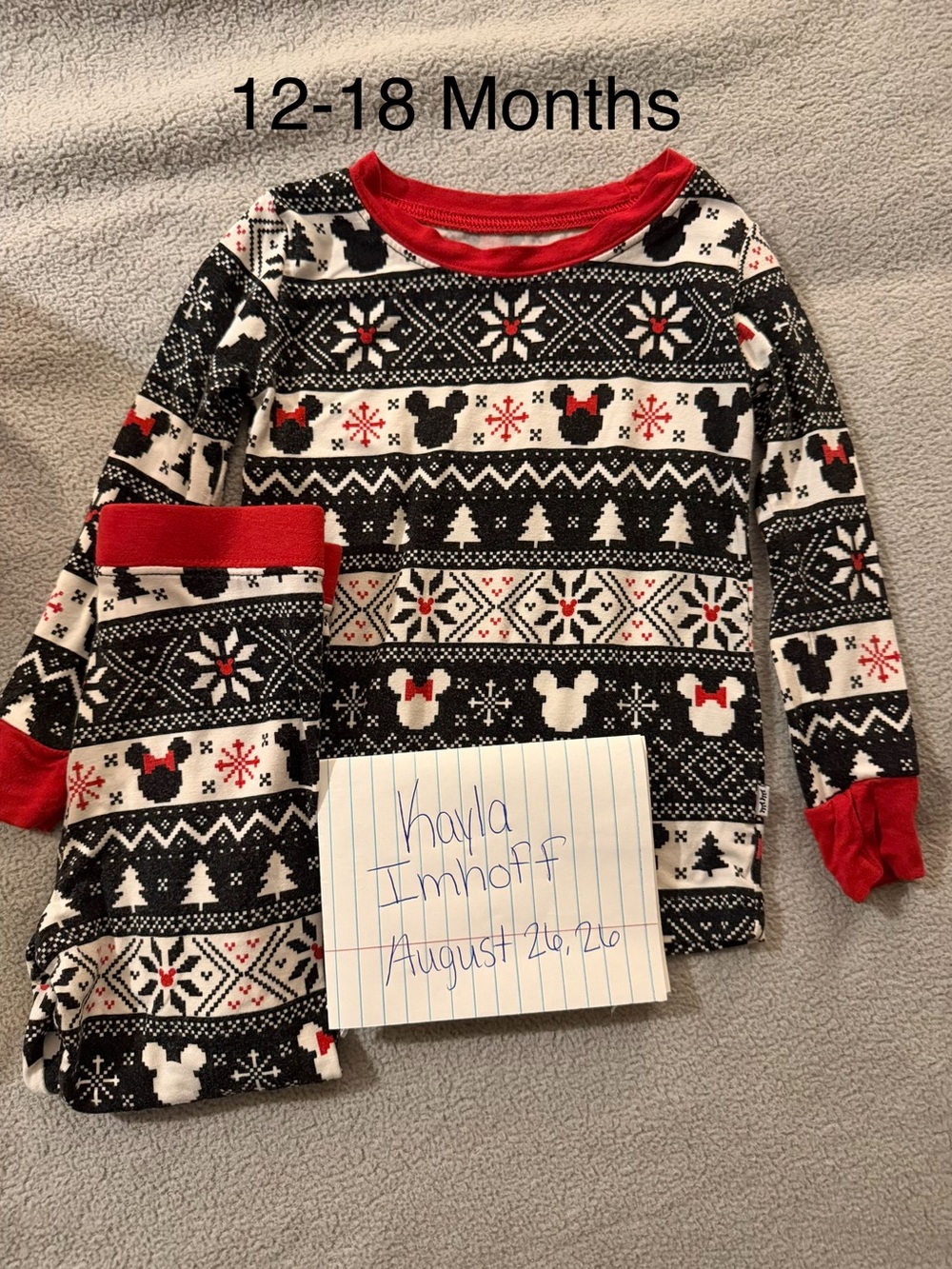 Little Sleepies Black, White & Red Holiday Mickey Long Sleeve Pajama Set